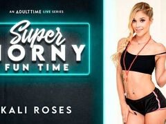 Aesthetic chick in sexy lingerie Kali Roses shows off her skills