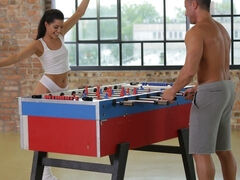 Anainda is playing Foosball with her lucky man Ridge. After she beat him at the game, the sexy babe had another fun game in mind that they can play as