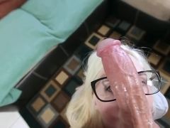 Nerdy blonde loves getting banged by this well-hung gentleman