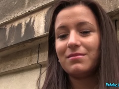 Public Agent (FakeHub): Shy brunette has sex in restaurant toilet for cash
