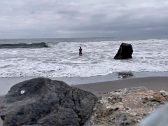 Nude secluded beach swimming in the ocean naked and me