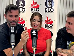 Interview with Elo Podcast ends with a blowjob and lots of cum - Sara Blonde - Elo Picante