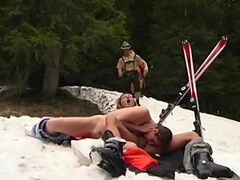 Hardcore snow anal party in the mountains