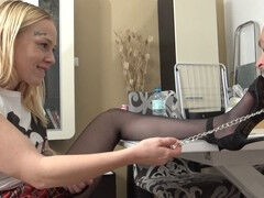 Kinky dominatrix indulges in shoe worship with a shoe-loving sub