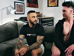 Gay anal fuck after interview on live webcam show