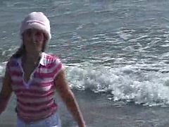 Amateur, Chica, Playa, Rubia, Al aire libre, Solo, Adolescente, Tetas