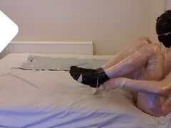 Masturbation, cling film, self mummification