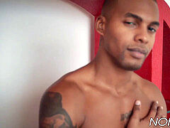 Handsome black queer Jacen Zhu solo jerks his bbc