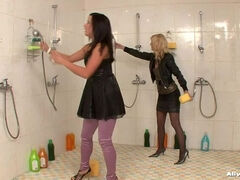 Fully Clothed Wetlook Shower Bunnies