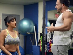 Sporty brunette Kosame Dash gets fucked in the gym
