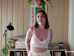 Ersties - Bubbly Summer masturbates with a glass dildo in her favorite room