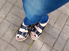 Platform sandals - public crossdressing