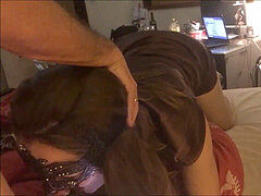 T&A - 325 (Part 1) - pulverized French gal in a Satin chocolate-colored Upskirt