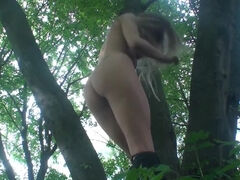 A horny amateur couple is having sex in nature and filming the whole thing