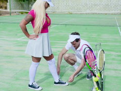 Rogue tennis ball produces an anal racket