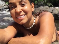 Youtuber Tasha Mama Outdoor Bathtub and Swim Bare