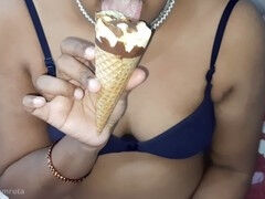 Fine Indian Desi Gujju Bhabhi delivers a steamy blowjob with ice cream