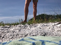 Leie, Strand, Schwul, Behaart, Handjob, Masturbation, Im freien, Öffentlich