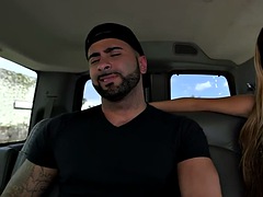 Cheated tattooed str8 fucks hairy gay guy in a pickup bus until he cums