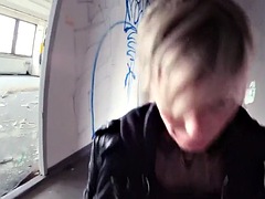 Real public tattooed MILF POV fucked by sex date in the building