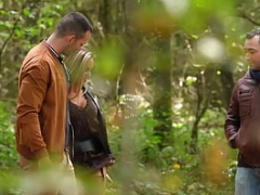 Wife sharing with a familiar in a forest