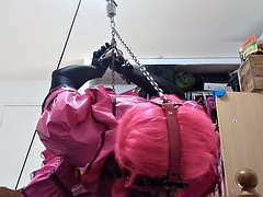 Sissy Maid strap-on makeover with big dildo, weights and lots of straps