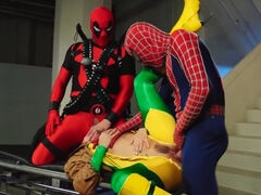 Spider-Man and Deadpool impale Allie Haze on their dicks