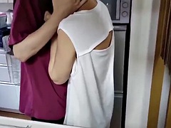 Busty young wife gets fucked in the kitchen while her husband is out looking for a job because he cant pay his mortgage