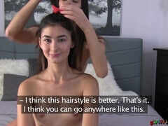 Hair tutorial becomes lez sex tape