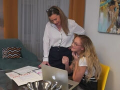 Naughy mature Eva Jayne tutoring Desiree in a very special way