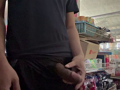 Jerk off in the store, cum in public