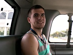 Ginger str8 stud fucks bottom in the van after getting sucked