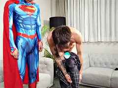 Role play in sexy Spiderman and Superman costume