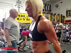 sizzling platinum-blonde FBB working out five