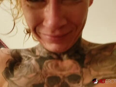 Tattooed blonde mom Amanda Doll - POV Anal Quickie In The Shower - Amanda