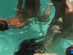 Underwater blowjob and hardcore sex with slutty brunette