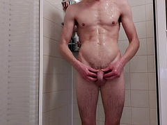 Cock play in the soapy shower