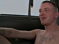 Tattooed perverted str8 gay talks about a nice anal fuck