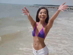 Slim asian Vina Sky wants some beach sex