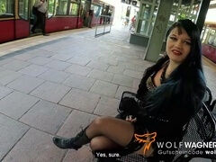 Gothic girl, public blowjob, german