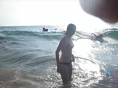 Spiaggia, Pompino, Lavoro di piedi, Sega, Latina, Punto di vista pov, Capezzoli gonfi, Magra