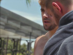 Muscled hot gays outdoor gay fucking and cuming hard all over
