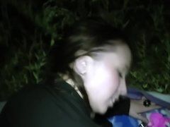 Evening fuck in the woods with a horny bent over slut