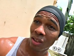 Black stud anal hole fucked by gay during outdoor fucking