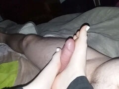 Foot worship, footjob, pop-shot