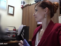 Skinny office MILF exposes her fun parts