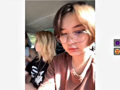LiseTinypoet cums in the car with her panties on