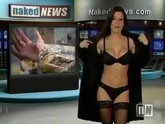 Sexy anchor on the Naked News strips down while reporting