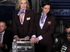 Flight attendant femdoms pussyfucked