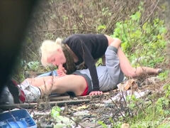 Towheaded Damsel Pummels Casual Boy In The Park